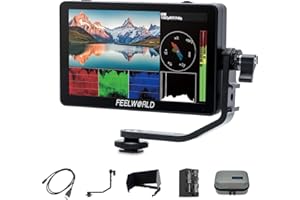 Feelworld F6 Plus 6 Pulgadas On Camera Field Monitor DSLR Cámara Pantalla Táctil HDR 3D Lut Waveform Full HD 1920x1080 IPS Video Peaking Focus Assist con 4K HDMI Tipo C 8.4V DC Output Con batería F750