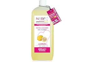 N&BF NAILS FACTORY Nagel Cleaner Zitrone 1000ml | Nail Cleaner 1 Liter für Gelnägel | 70% Ethanol-Alkohol | Entfernt Schwitzschicht & reinigt | Entfetten & Desinfizieren | Nageldesign Studioqualität