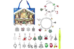 HARNYLOOM Adviento Calendario Joyas 2024 Mujeres Niñas, 24 Días DIY Calendario de Joyería Pulsera con Cuenta Regresiva Navideña Colgante Calendario Adviento Regalo Niña 5 6 7 8 9 10 Años (D)