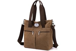 HUA ANGEL Bolso de Mano para Mujer Bolso Bandolera de Lona Grande Hobo con Múltiples Bolsillos con Asa Superior Bolsa Mamá De Trabajo Deporte Viaje Shopping Universidad