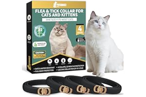 YOTANGO Collar Antipulgas Gatos, 32 Meses de Protección Collar Antipulgas para Gatos, 4 Pcs Collar Antipulgas y Garrapatas para Gatos, Collar Antiparasitario Gatos(Negro)