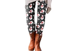 YCBMINGCAN Weihnachtsleggings Damen High Waist Leggins mit Motiv Bedruckte Weihnachtshose Sporthose Winterleggings Blickdicht Yogahose Festliche Freizeithose für Weihnachten Herbst Winter