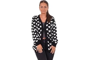 Bay eCom UK New Ladies Heart Knitted Cardigan Pockets Long Sleeve Regular Big Sizes S to 3XL