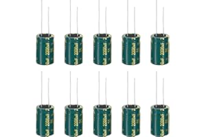 PATIKIL 25V 2200uF Electrolytic Capacitors, 10Pcs 13x20mm Aluminum High Frequency Electrolytic Capacitors for TV, LCD Monitor, Refrigerator, Circuit Boards, Green