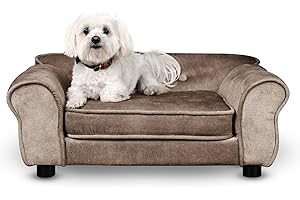 MG Design Pet Sofa Bed for Dogs & Cats – Small Upholstered Indoor Sofa with Cushion, Wooden Frame & Washable Fabric