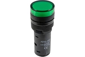 SWITCH ELECTRONICS Green 16mm LED Pilot Indicator Light Panel Mount 230V