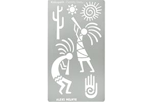 Aleks Melnyk No.434 Modello di Stencil in Metallo, Divinità Della Fertilità Kokopelli, Disegni di Petroglifi, Piccolo Stencil, Modello per Combustione del Legno, Incisione, Artigianato