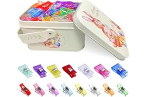 HAUTLLAIF 100 Stück stoffklammern zum nähen ，stoff-clips mit blechbox nähzubehör,nähclips DIY-klammern zum nähen, nähmaschinen zubehör, nähklammern stoffklammern(Mehrere Farben)