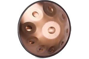 LOMUTY Hand-pan Drum 440HZ in D Minor 10 Notes 22 Inch Steel Tongue Drum with Soft Bag, Harmonic Percussion for Sound Healing, Personal Meditation,Yoga (Gold)