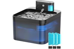 Fontana per Gatti Senza Fili, VinDox 2.2L Fontanella per Gatti con Rilevatore di Movimento, Pompa silenziosa a Batteria 2600mAh con LED e Filtro a Carboni Attivi, 3 Filtri di Ricambio + 3 Spugne
