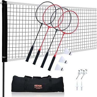 KESSER® Verstelbaar Badmintonnet - Tennisnet & Shuttlebalnet 3 Hoogtes, Incl. 3 Shuttlebals, Draagtas & Haken - Indoor & Outdoor