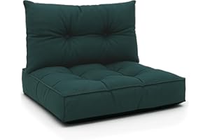 Amazinggirl Cojín Lounge Muebles Jardín - Juego: cojín 50x50 cm y Respaldo 40x50 cm Respaldo Rattan Ideal para balcón terraza salón Exterior Confort Acolchado Grueso Duradero Verde
