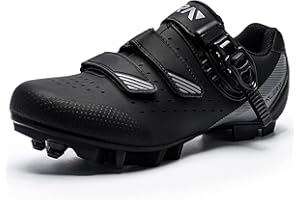 Fenlern Zapatillas MTB Hombre Transpirable Zapatillas Bicicleta de Montaña Suela Rígida Zapatillas Ciclismo MTB Ligera Antideslizante 2 Tornillos Zapatillas de Ciclismo