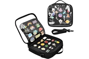 BOHEMIABY Pin Badge Display Book, 18 Page Pin Display Trading Bag, Large Brooch Pin Lover Collector Bag with Numbered Label and Shoulder Strap, Perfect for Enamel Pins (Small size 6 pages)