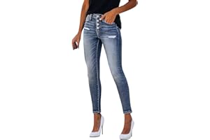 Ghemdilmn Pantalones Vaqueros de Corte Ajustado para Mujer, elásticos, con Botones Rasgados y Corte Estrecho, deshilachados, de Mezclilla, elásticos, con Apliques