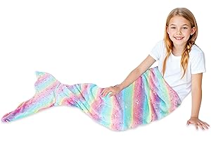 Dtiaagto Mermaid Blanket Soft Flannel Wearable Snuggle Blanket Birthday Gift for Girls Boys Kids 140cmx50cm