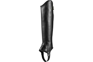 ARIAT Concord Chaps Smooth Black - Easy Stretch - Unisex - Durable unlined half chaps in premium full-grain leather Chap Size - SS