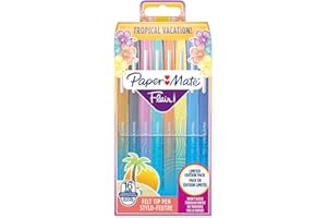 Paper Mate Flair Feutres de Coloriage | pointe moyenne (0,7 mm) | Couleurs Tropical | Lot de 16