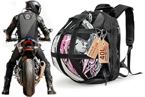 Moman Zaino Moto con Porta USB, BM1 Zaino per Casco Impermeabile con Portacasco 40L Grande Capacità Scomparto per Laptop Borsa Porta Casco Moto per Viaggi, Ciclismo, Bicicletta, Casco da Basket
