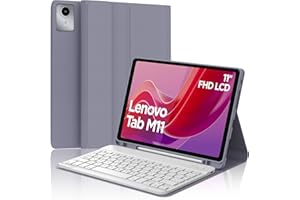 IVEOPPE Funda Lenovo Tab M11 con Teclado, Capa Teclado Español Ñ Desmontable Inalámbrico Bluetooth para Lenovo Tab M11 TB330FU/ TB330XU 2024 11", Púrpura Lavanda