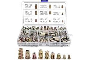 BEIHUAZI Inserto Filettato 150 Pezzi Dadi esagonali M4/ M5/ M6/ M8 Inserti a Vite di Strumenti Assortimento per Noci per Mobili in Legno
