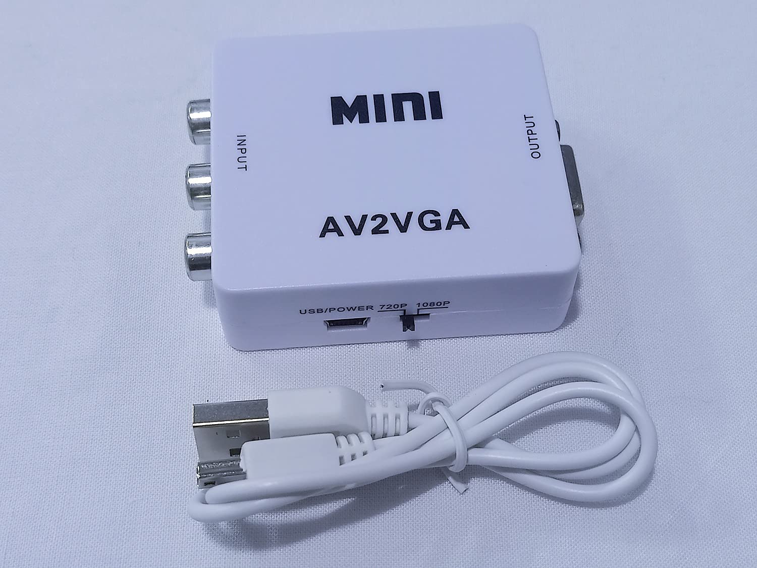 TERABYTE AV to VGA Converter Box AV RCA to VGA Video with Audio to PC HDTV Converter (White)