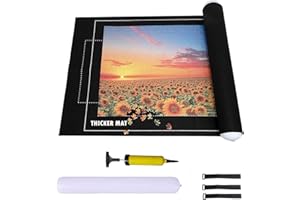 Celawork Jigsaw Puzzle Roll Mat for jigsaws 1000 1500 2000 3000 Pieces Puzzle Saver Pad Jigsaw Puzzle Storage Mats (Black, for 1500 with pump)