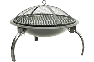 MaxxGarden Brasero exterior – Con parrilla de barbacoa – Bol de fuego con tapa – Chimenea exterior decorativo para el jardín – Brasero barbacoa Ø55cm – Fire pit redondo con grill