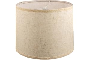 LgowithU Stoff Lampenschirm, Mittlerer Trommel Lampenschirm für Tischlampe Wandlampe Nachttischlampe und Stehlampe, Naturleinen Hardcover Handgefertigt, 13" x 13" x 8" Spider (Weiß-4)