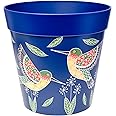 Hum Flowerpots, 25cm, Various Patterns Colours and Sizes, Indoor/Outdoor Plastic Plant Pot, Blue Hummingbirds