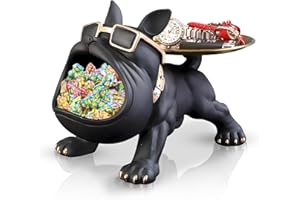 OKESYO Bulldog Sculpture Decoration, French Bulldog Tray Decoration, Bulldog Tray Decoration, Dog Decoration Gift for Living Room, Entrance Area, Office, Desk Decoration