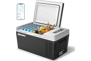 EUHOMY 18L Frigorifero Portatile per Auto, Mini Frigo con APP, Minifrigo Temperatura Regolabile - 20~20 ℃, 12/24 V CC e 100-240 V CA, Congelatore WiFi per Campeggio, Esterno, Auto, Nero
