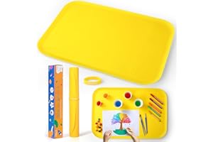 ATMINI Tapis en silicone pour travaux manuels, sable, peinture, résine, bijoux faits à la main, dessin, tapis de table multifonction avec bords surélevés pour garder propre, tapis de 61 cm à 40,6 cm (jaune)