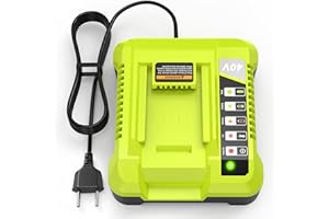 LabTEC Caricabatterie a porta singola per RB OP401, 40 V di ricambio agli ioni di litio e NI-Cad NI-Mh 12 V-18 V, compatibile con OP4015 OP4026 OP4040 OP4050, 40 Volt RB (EU Plug)