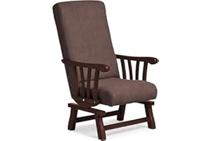 Abuelo a Gusto- Mecedora clásica con Brazos de Madera de Haya, con Respaldo Recto. Ideal para Abuelita/Persona Mayor. Tamaño: 112x56x84 cm. (Nogal, Marrón)