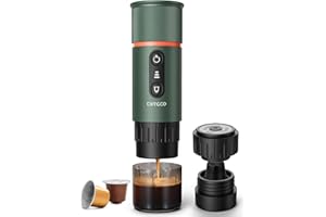 COTGCO Machine à Cafe Portable pour Voyage: Machine Expresso Portable pour Voiture et Camping - Chauffage Rapide - Café à Tout Moment - Compatibilité NS Capsules - Vert-