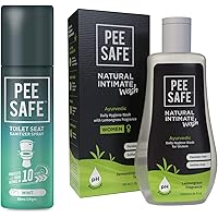 Pee Safe Toilet Seat Sanitizer Spray 50 ml (Mint) & PEESAFE Natural & 100% alcohol free, pH Balanced Intimate Wash For Women With Lemongrass Fragrance105ml