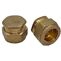 Pipestation Lot De 2 Bouchons De Compression En Laiton De 15 Mm Pour Tuyau En Cuivre