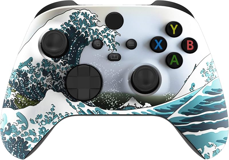 eXtremeRate Custom Shell for Xbox Series X & S Controller - Revitalize Your Controller - The Great Wave Replacement Cover Front Housing Cover for Xbox Core Controller Wireless [Control NOT Included]