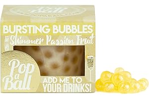 Popaball Shimmer Passion Fruit Bursting Bubbles 1 x 125 Grams Prosecco, Gin, Mocktail & Cocktail Making Gifts Set Ideas for Her, Hampers & Hen Parties