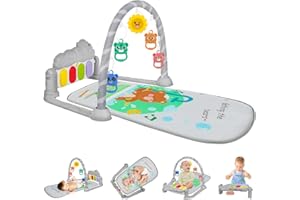 AOMIG Piano-Gym mata do zabawy, mata do raczkowania z muzyką i światłami, mata do zabawy z łukiem, wyjmowana zabawka dla dziecka, dla niemowląt Noworodki