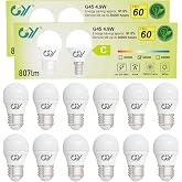 GY 4.9W LED Bulb E27 Warm Light 3000K 807LM (Equivalent to 60W), Low Consumption Bulbs G45 Edison Screw, No Flicker, Not Dimm
