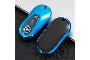 Juttzzei Mercedes Benz Autoschlüssel Hülle für Mercedes Benz C Klasse W206 S Klasse W223 GLC X254 EQS V297 EQE V295 Schlüsselhülle, TPU Silikon Mercedes Klasse C Autoschlüssel - 3-Tasten(Blau)