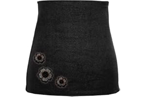 belldessa Nierenwärmer - Fleece/Uni schwarz - Größe - Frau S - mit Blume Blüte Applikation Bauchwärmer Fleece Frottee Nierengurt Leibwärmer Männer Frau Kinder Sport B..