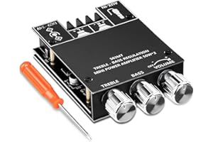 XRLUC Bluetooth Amplifier Board, 2.0 Channel 50W+50W Power Amp Board with Treble and Bass Control, DC 9-24V, Bluetooth and AUX Inputs, Audio Amp Board for Home DIY Wireless Speakers