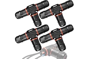 YERFKAN Kabelverbinder Wasserdicht 3 Polig, IP68 Klemmleiste Kabelmuffe für Ø3-12 mm, Erdkabel Verbinder T-Form Verteilerdose Außen für Outdoor 4 Stück