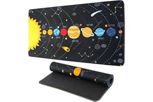 GmeDhc Tapis de Bureau Enfant, sous Main Bureau Enfant, Protege Bureau Enfant, Tapis de Souris Système Solaire Cosmique 30 * 70cm