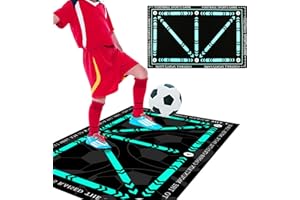 FENGQQKJ Football Training Mat Skills Mat Gym Children's Fluorescent Footballs Ball Mastery Mats 4 Kickers Football Dribble Footstep Training Mats Ball Non-Slip Control Footballs Accessories for Kids