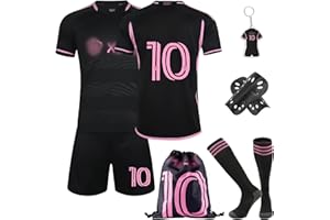 KITIMI Football Kit Kids, Children Football Training T-Shirts Shorts Socks Guard Plate Keychain Accessories, Boys Girls Home Away Soccer Jerseys Football Fan Gifts for Kids