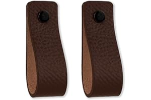 Brute Strength - Poignées en cuir pour meubles - Marron - 2 pcs - 16,5 x 2,5 cm - Poignée de meuble, Poignée de porte pour cuisine, salle de bain, armoires, commode, bois